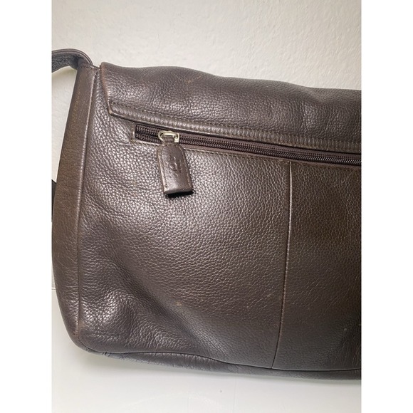 The Sak Crossbody Bag Brown Leather Satchel Flap Inside Pockets Divider Used - Picture 5 of 16